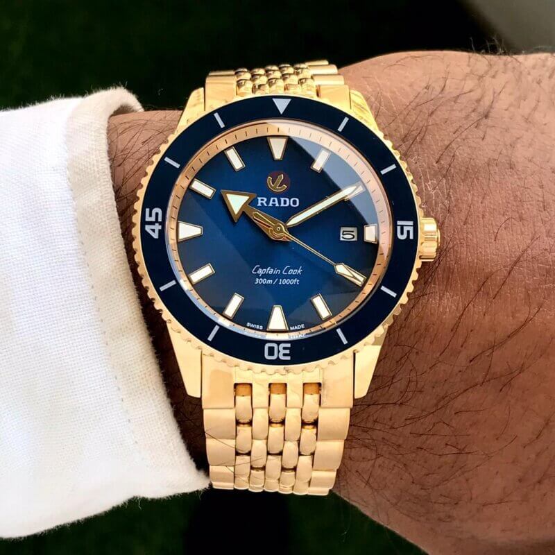 Rado Captain Cook 42MM blue dial in gold https://spacetimewatch.com/shop/rado-captain-cook-42mm/