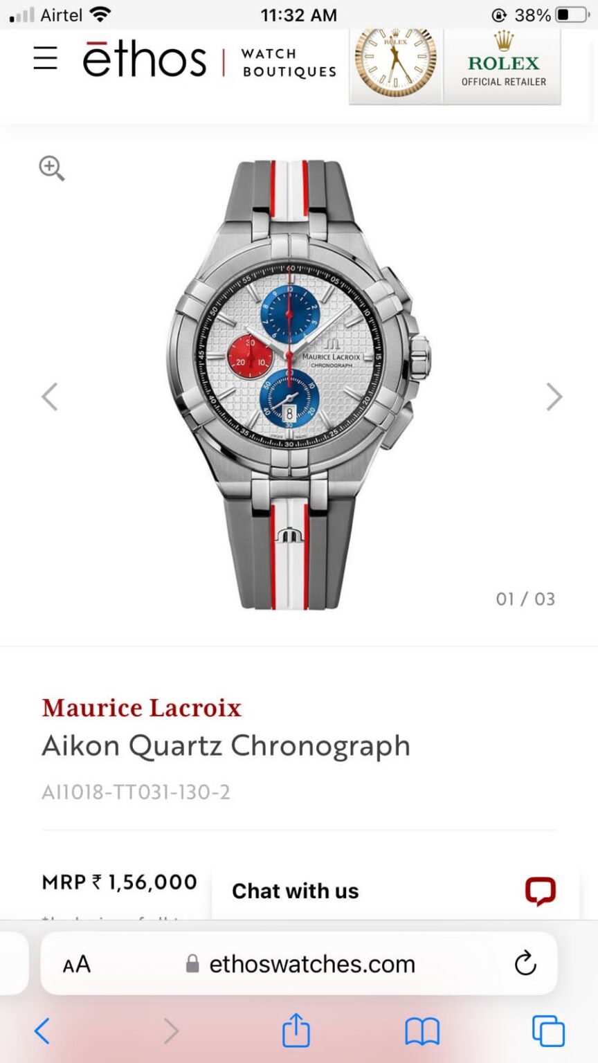 Maurice Lacroix Aikon Mahindra Formula 5 https://spacetimewatch.com/shop/maurice-lacroix-aikon-mahindra-formula/