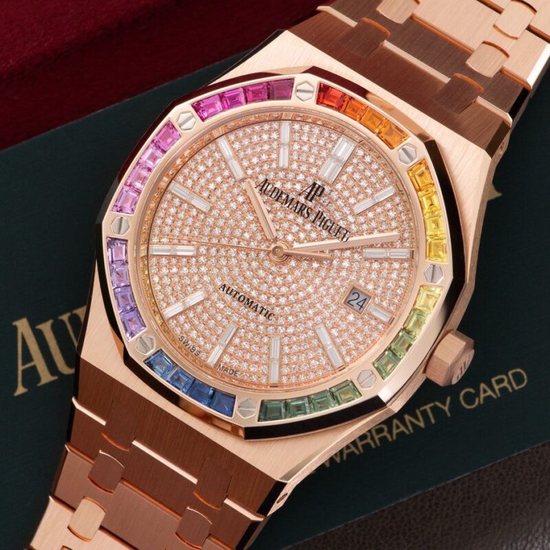 9924427f c4c7 4564 9e27 0f83c22f4975 https://spacetimewatch.com/shop/audemars-piguet-royal-oak-rainbow-diamond-edition-new/