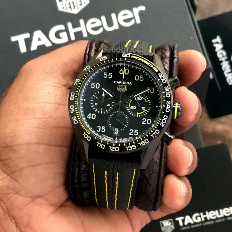 Tag Heuer Carrera x prosche yellow reaching
