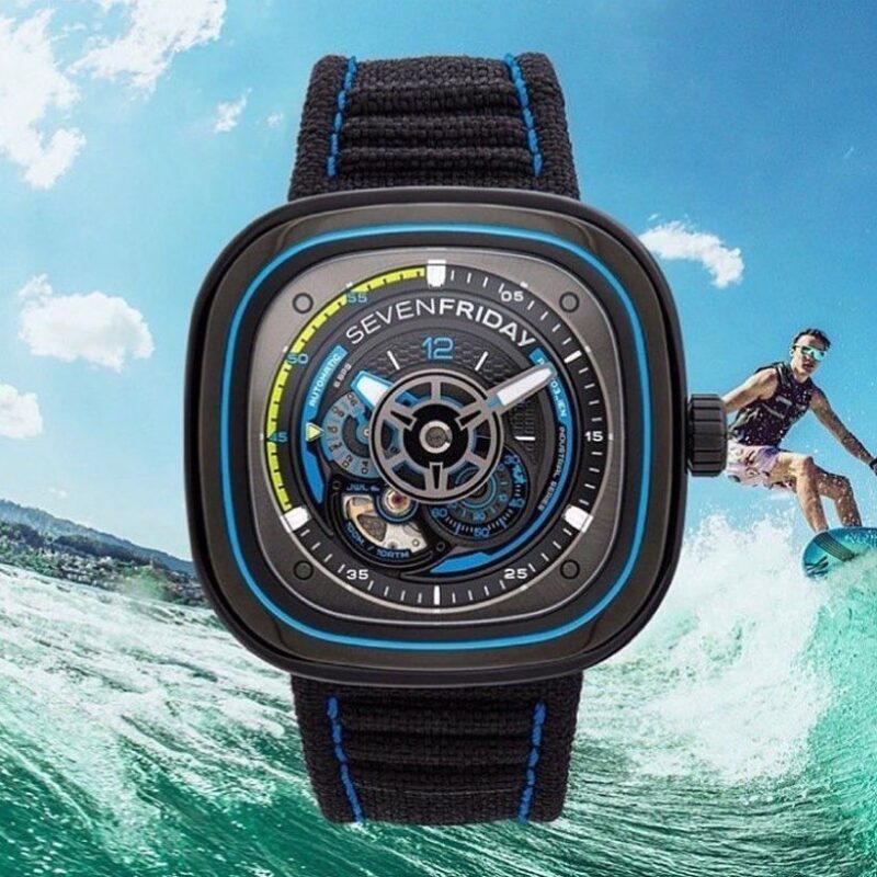 SevenFriday P Series P3C/03 First Copy Watch with Blue Dial and Black Leather Strap