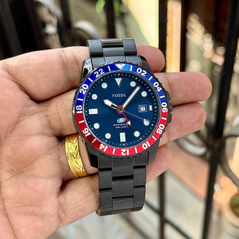 Fossil Pepsi Bezel First Copy Watch for Men – 44mm Dial, Red-Blue Bezel