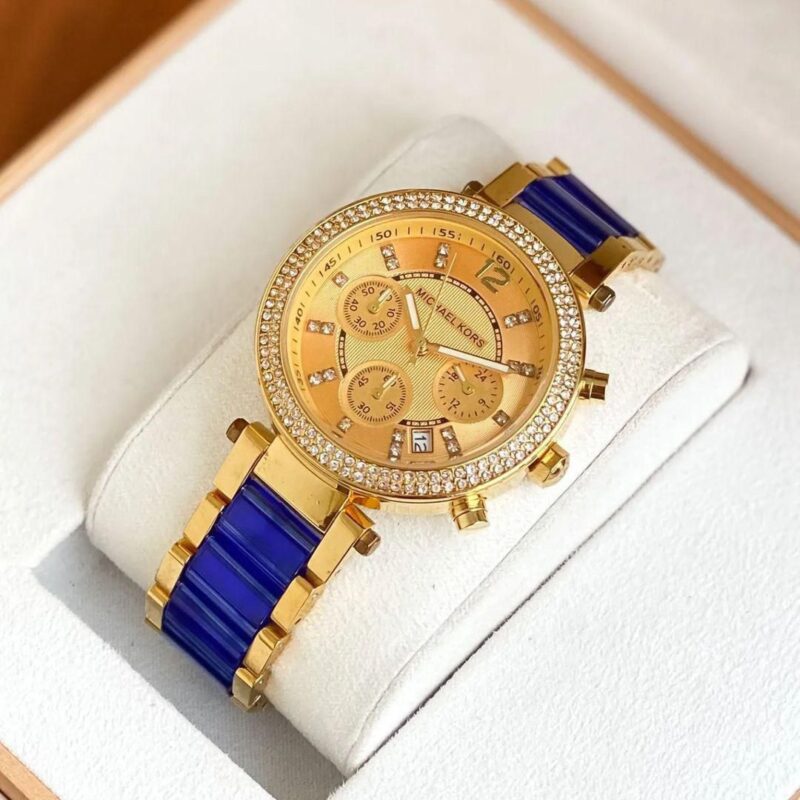 Michael Kors  Model-Mk Quality-5A Gender-Ladies  Band-gold blue Dial-gold