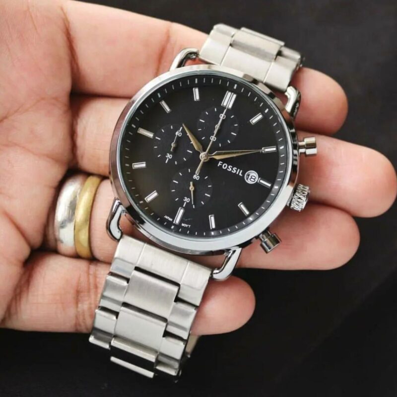 Fossil For him Dial Color: Black Case Shape: Round